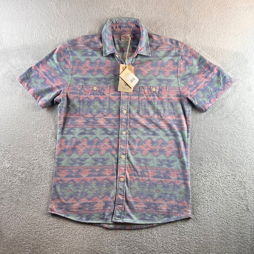 Faherty Brand Mens Summer Six Rivers Organic Cotton Southwestern Shirt M New